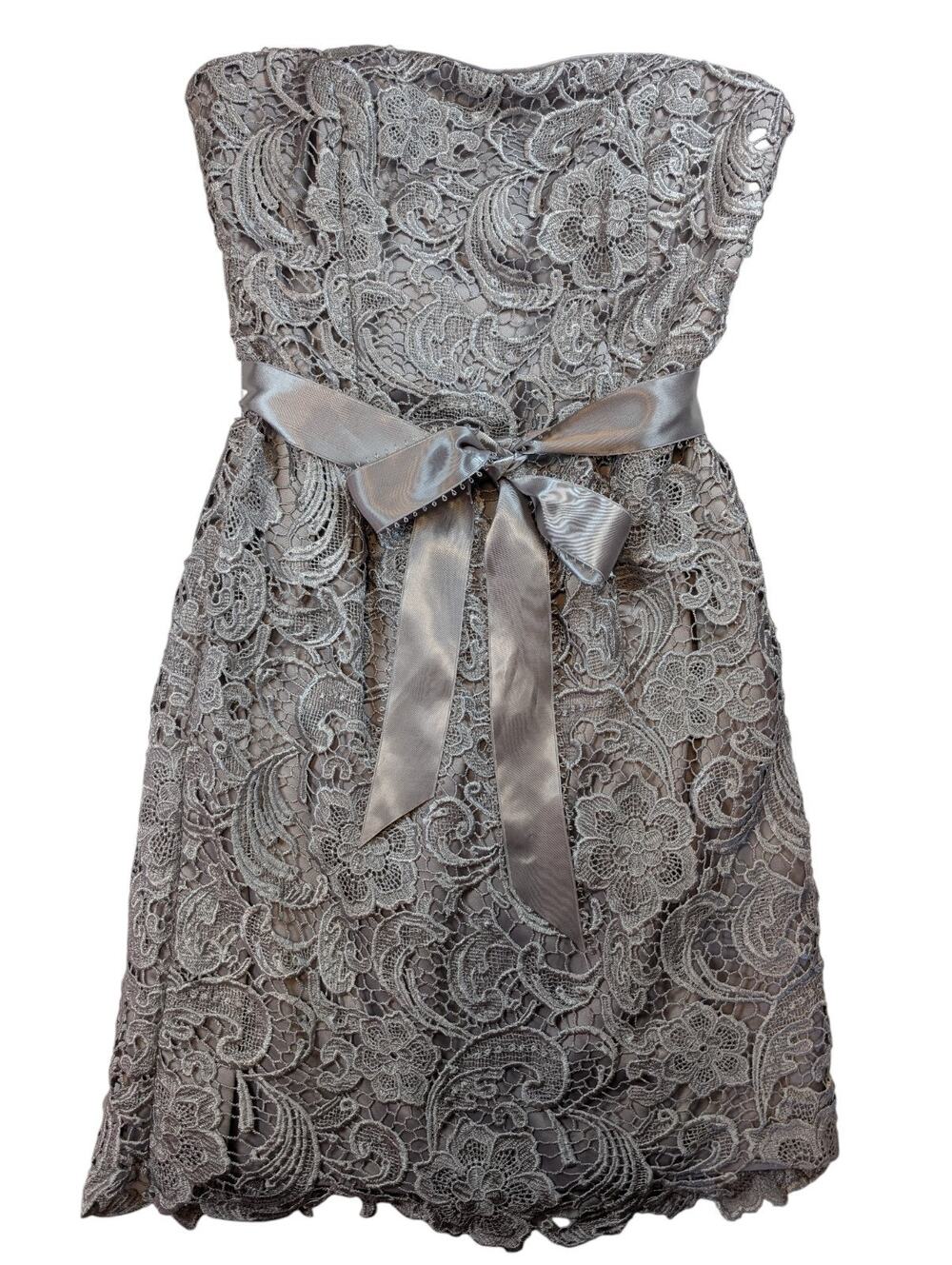 Adrianna Papell Cocktail Evening Dress Lavender Silver Double Lined Womens 8